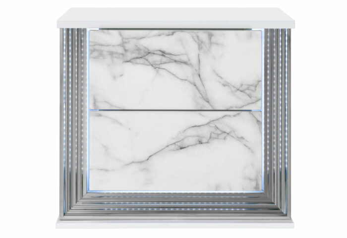 YLIME WHITE MARBLE NIGHTSTAND WITH LED