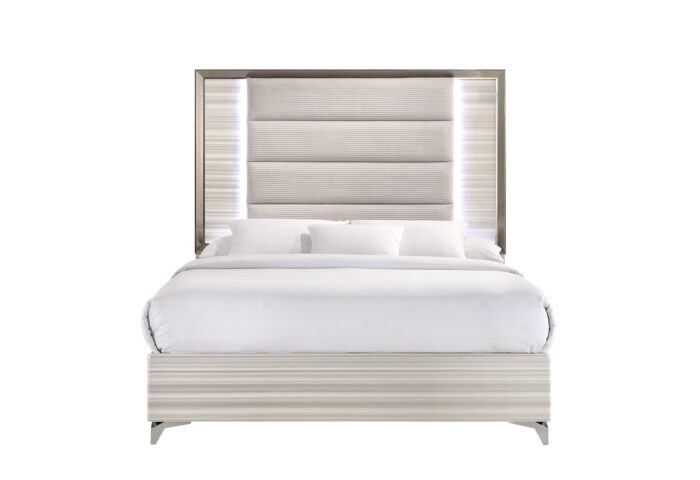 ZAMBRANO WHITE QUEEN BED WITH LED