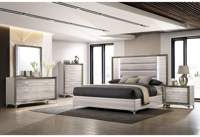 ZAMBRANO WHITE KING BED GROUP