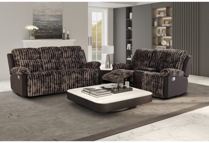 U6028 BROWN RECLINING SOFA/CONSOLE RECLINING LOVESEAT
